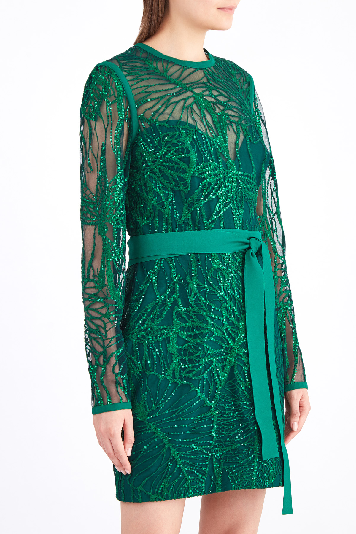 Яркое платье из гипюра в изумрудном оттенке с мерцающими пайетками ELIE SAAB, цвет зеленый, размер 40;44 - фото 3