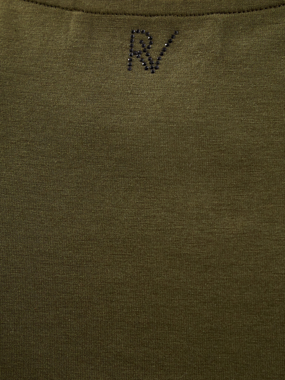 Хлопковый топ с логотипом из мерцающих стразов RE VERA, цвет зеленый, размер M;L;XL;2XL;S - фото 5