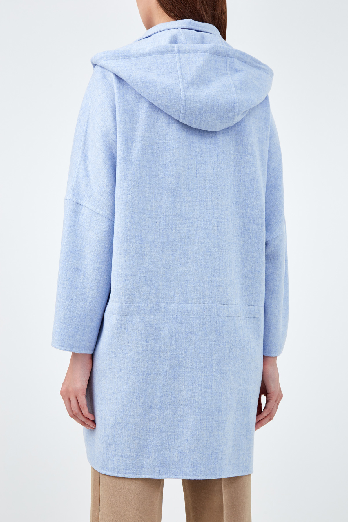 Пальто из шерсти и кашемира с отделкой из кожи AGNONA, цвет голубой, размер 42;44 - фото 4