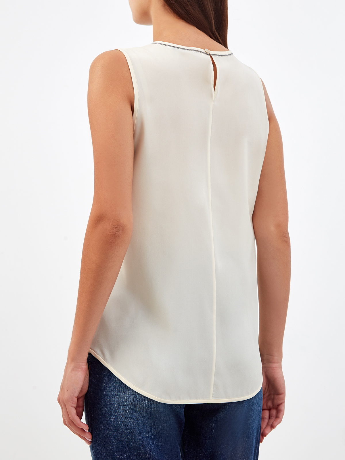 Блуза из струящегося шелка с окантовкой Precious PESERICO, цвет бежевый, размер 42;44;46;48;40 - фото 4