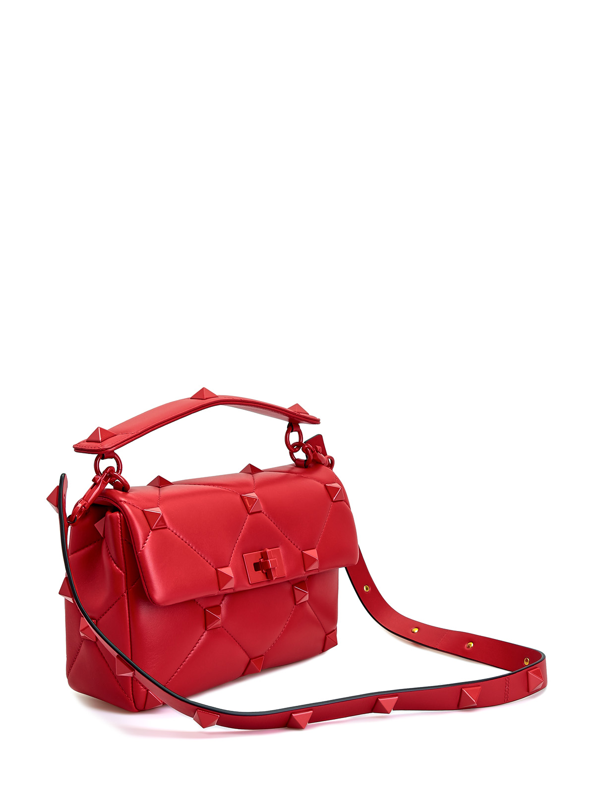 Стеганая сумка Roman Stud из мягкой кожи наппа VALENTINO, цвет красный, размер 42 - фото 3