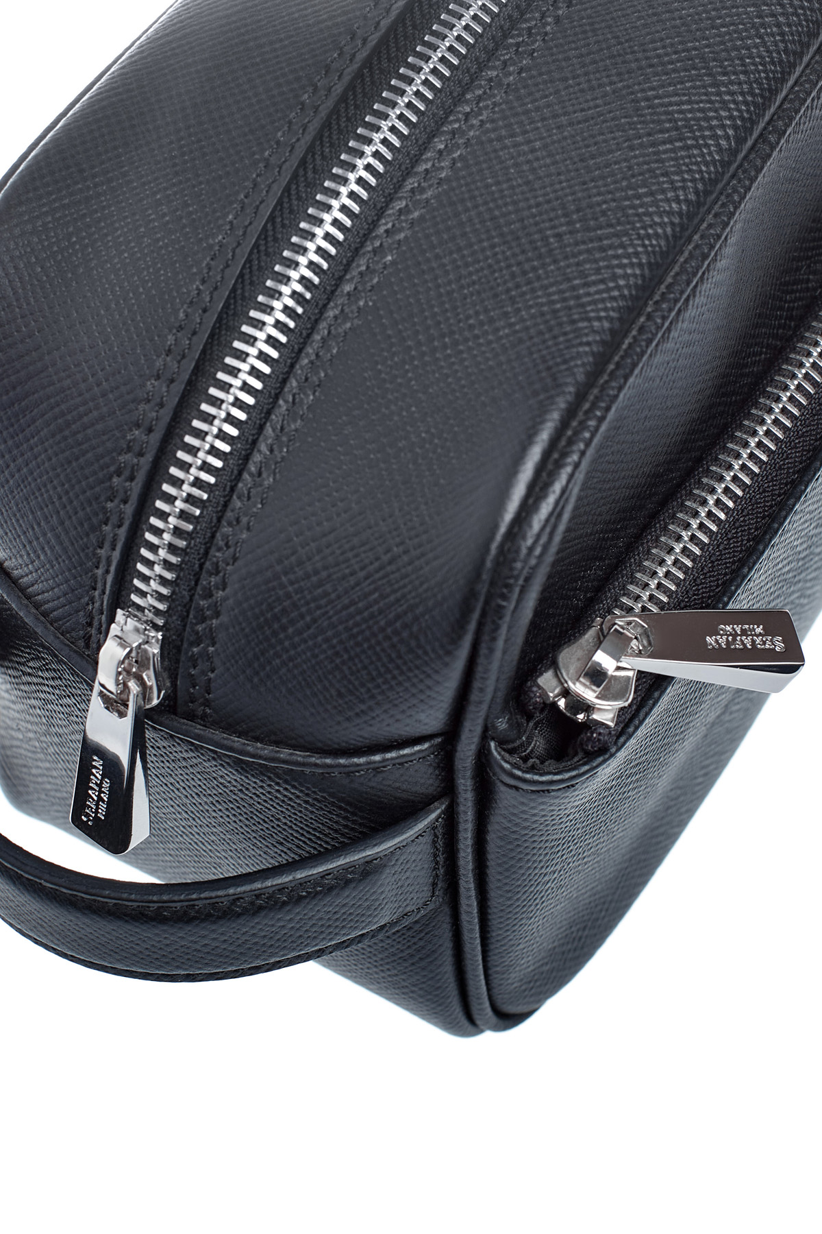 Кожаный несессер в классическом стиле с фирменным сафьяновым тиснением SERAPIAN, цвет черный, размер XS;S;M - фото 7
