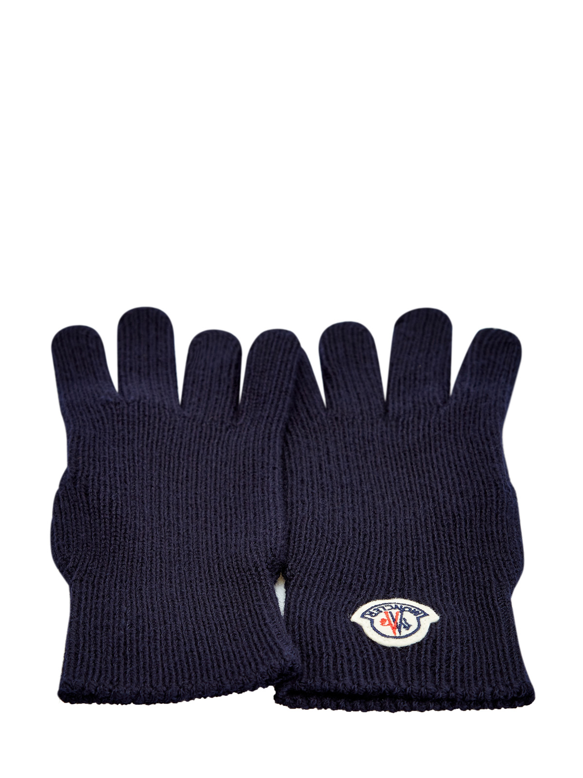 Перчатки из теплой шерстяной пряжи с логотипом MONCLER, цвет синий, размер 48;50 - фото 3