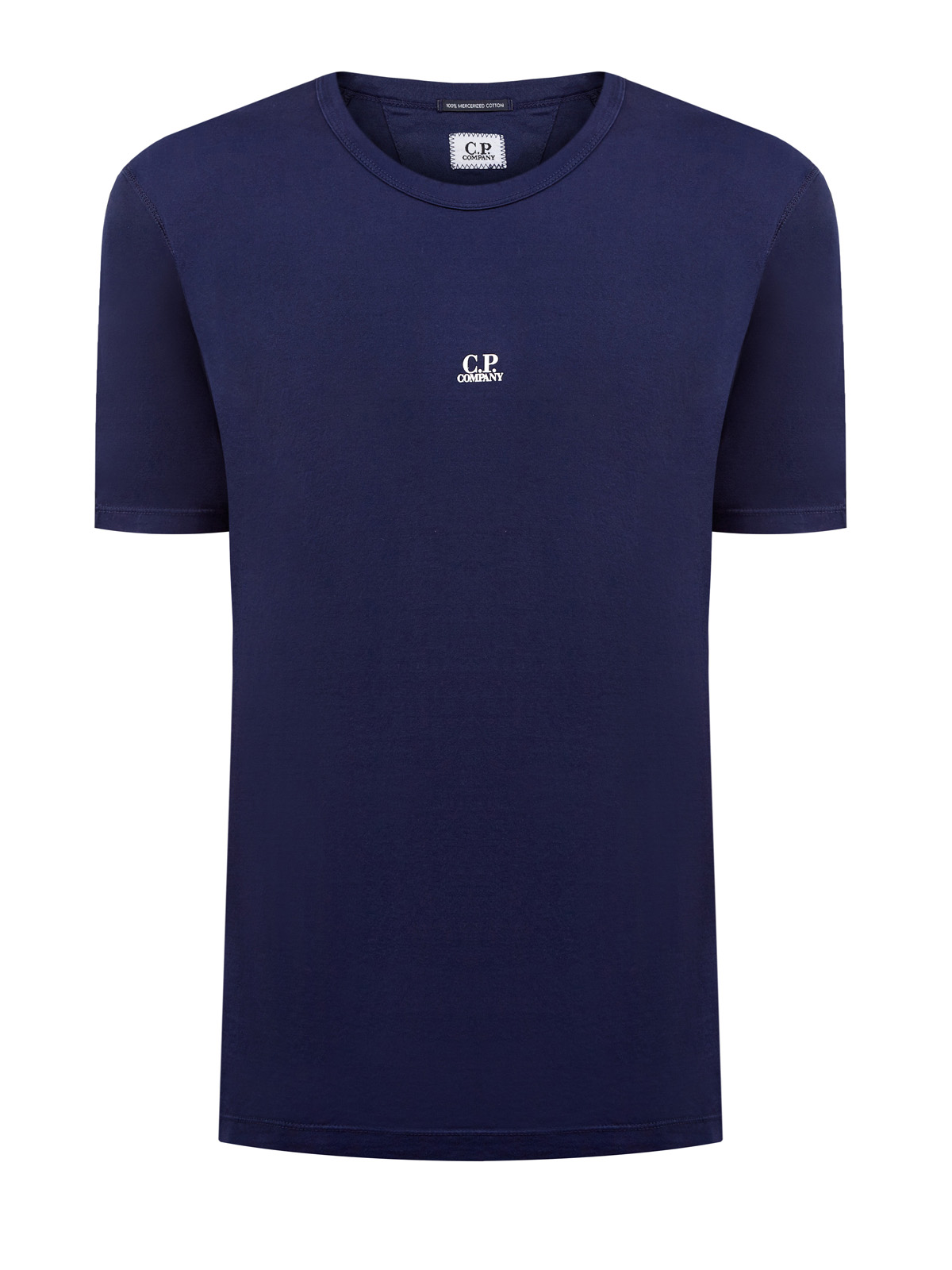 Однотонная футболка из хлопка джерси с логотипом C.P.COMPANY, цвет синий, размер 46;48;50;52;54;56 - фото 1