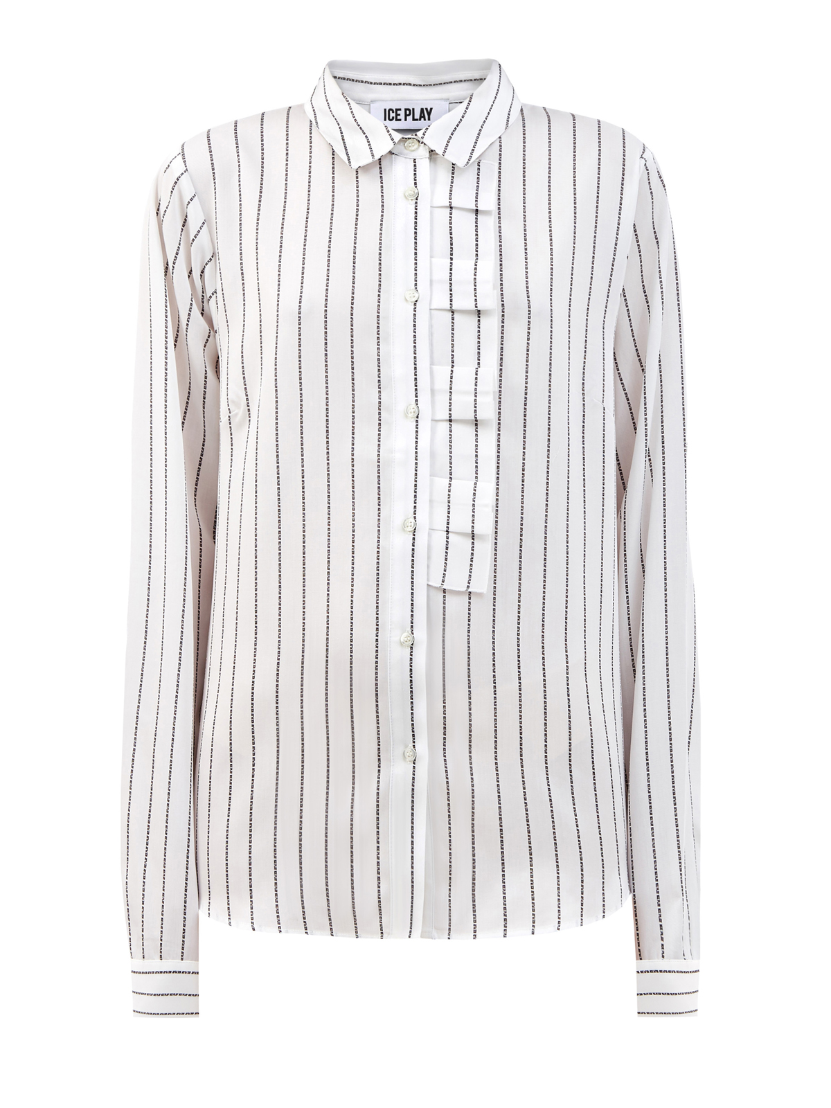 Элегантная рубашка из гладкого лиоцелла с принтом ICE PLAY, цвет белый, размер S;M;L;XL - фото 1