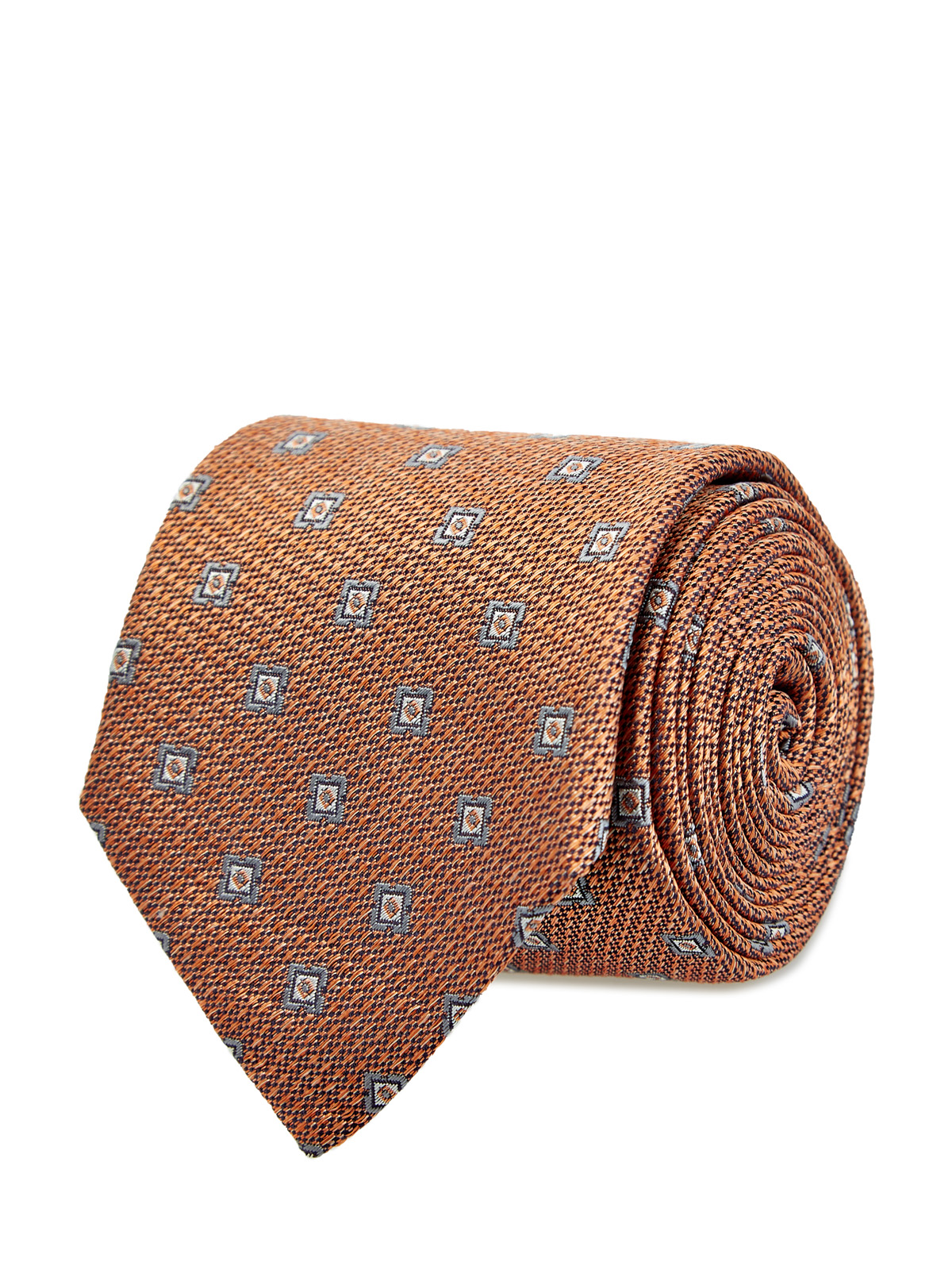 Шелковый галстук из жаккарда с фактурным узором CANALI, цвет оранжевый, размер 50;52;54;56;58;48