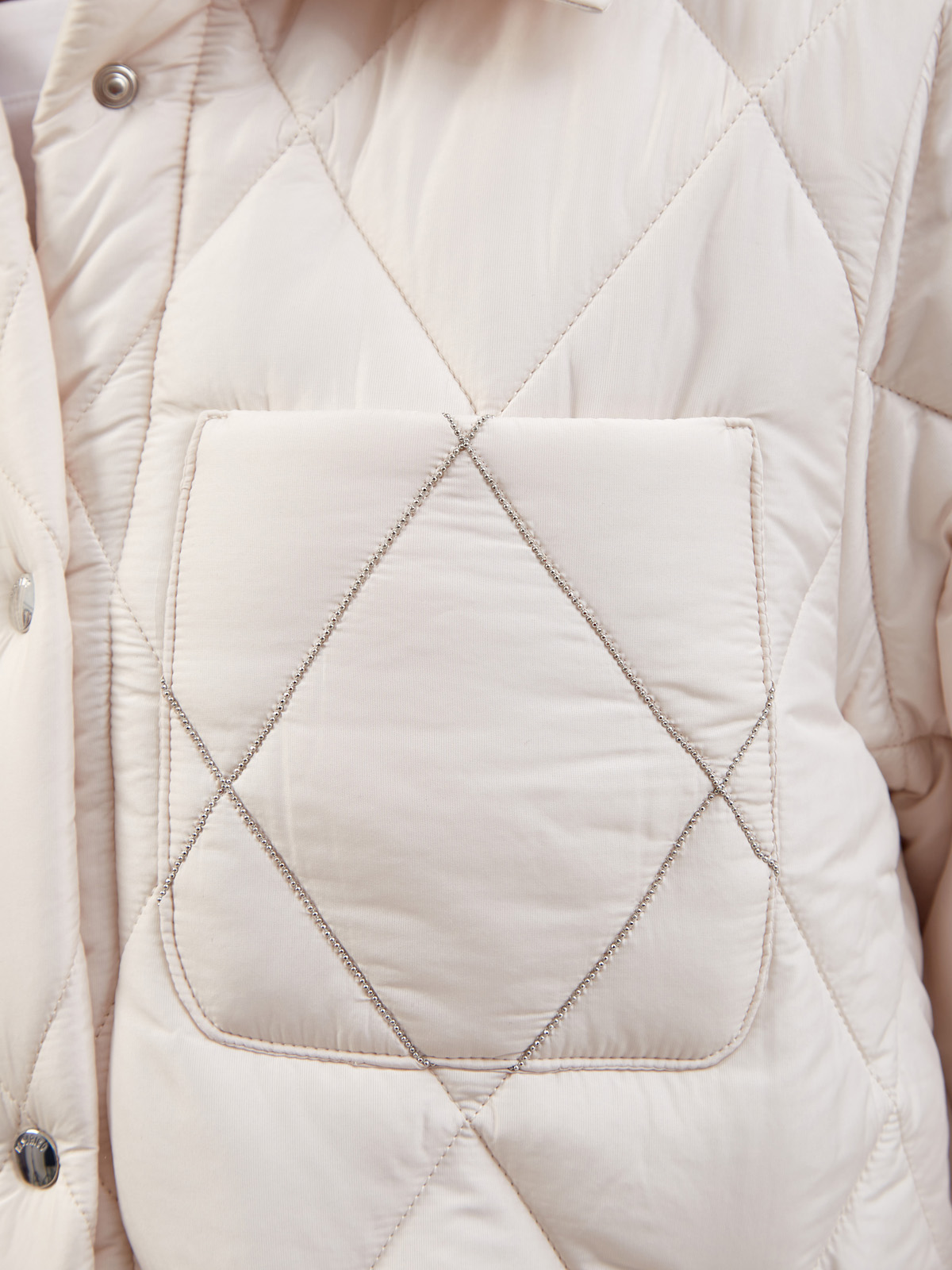 Куртка из стеганой тафты с пуховым утеплителем и цепочками PESERICO, цвет бежевый, размер 40;42;44;46;48 - фото 5