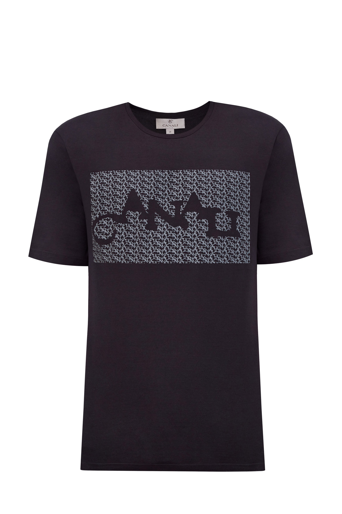 Хлопковая футболка Black Edition с принтом в стиле граффити CANALI, цвет черный, размер 46;50;48 - фото 1