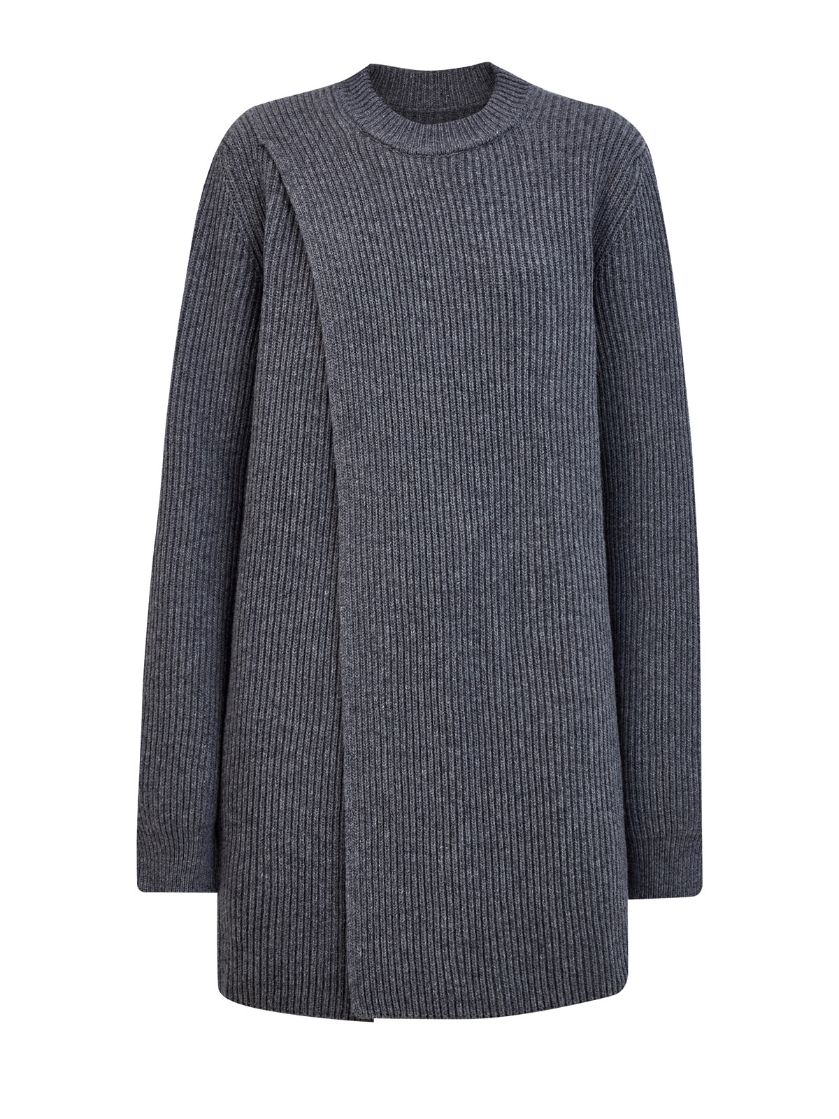 Удлиненный свитер из меланжевой шерсти с разрезом 199800₽