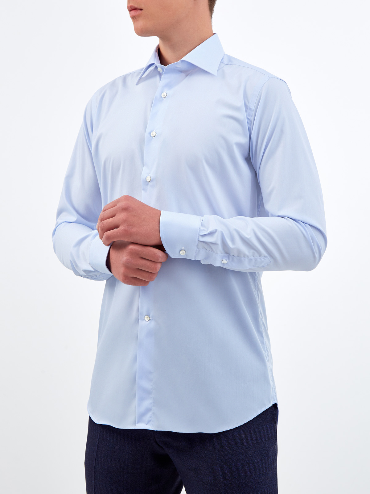 Классическая рубашка из гладкого хлопкового поплина Impeccabile CANALI, цвет голубой, размер 52;54;56;58;60;62 - фото 3