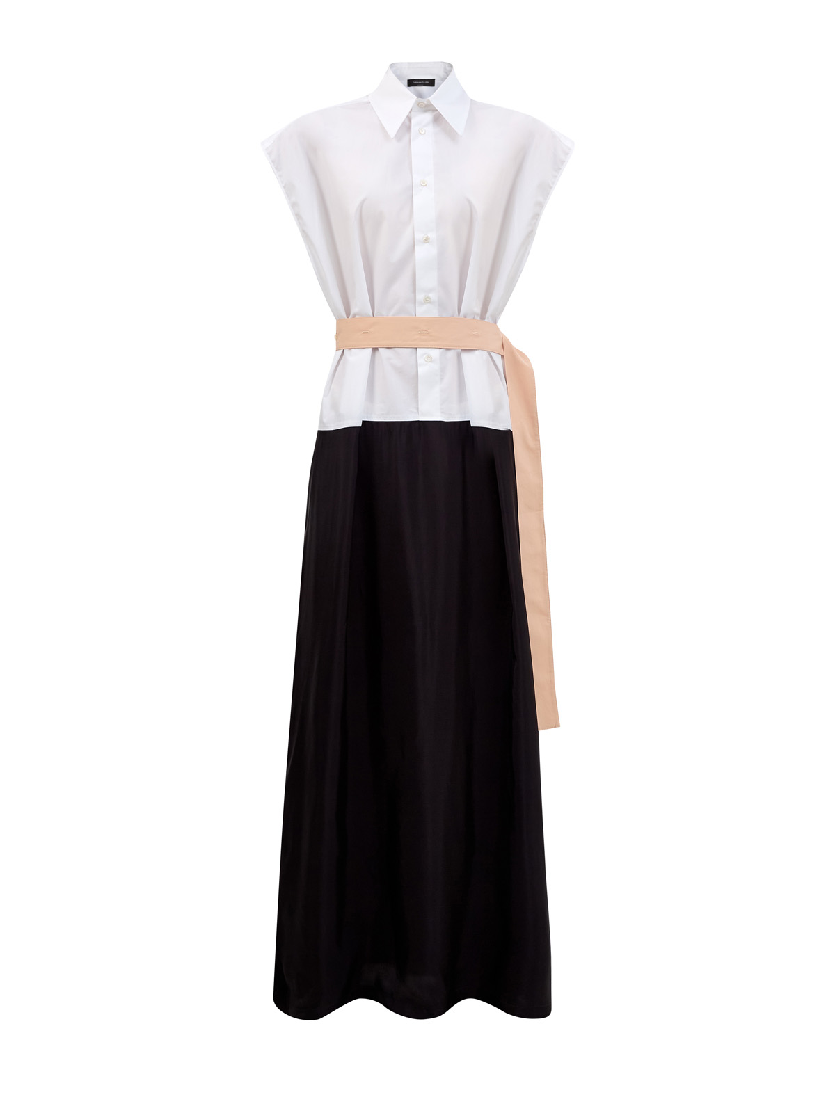 Хлопковое платье-рубашка в стиле colorblock с контрастным поясом FABIANA FILIPPI, цвет мульти, размер 40;42