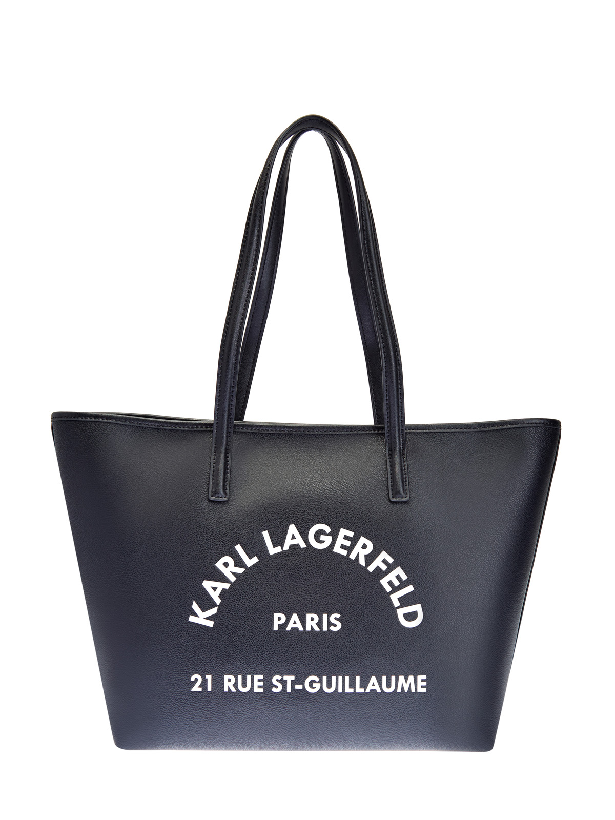Монохромная сумка из гладкой кожи с принтом Rue St-Guillaume KARL LAGERFELD, цвет черный, размер 5;6;7 - фото 1