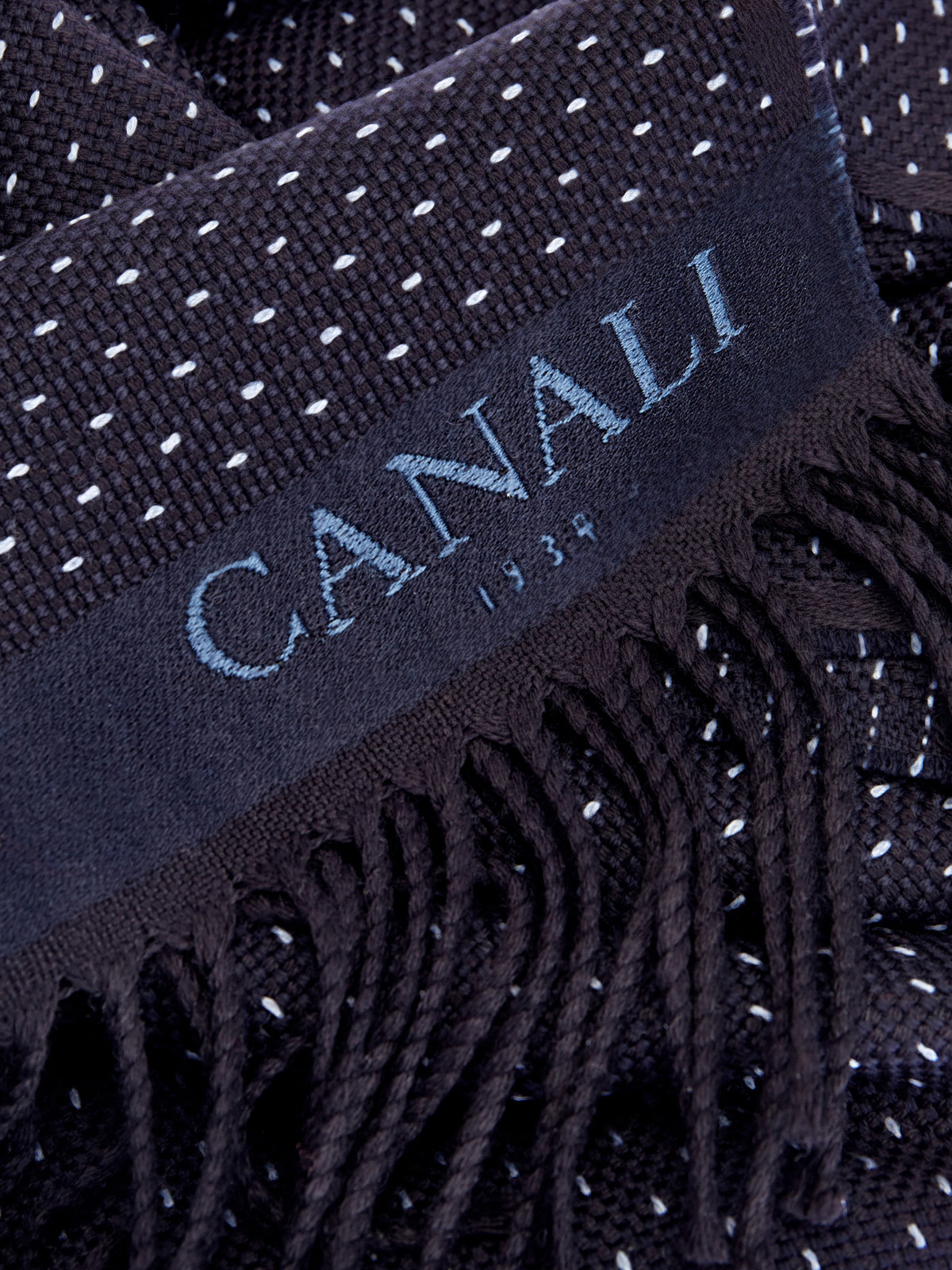Шерстяной шарф с контрастным принтом all-over CANALI, цвет черный, размер 48;50;52;54;56;58 - фото 3