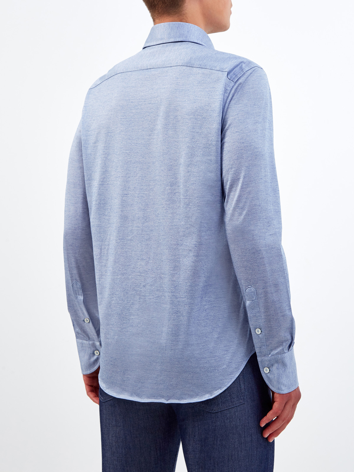 Рубашка в стиле casual из тонкого меланжевого хлопка CANALI, цвет голубой, размер 50;52;54;56;48 - фото 4