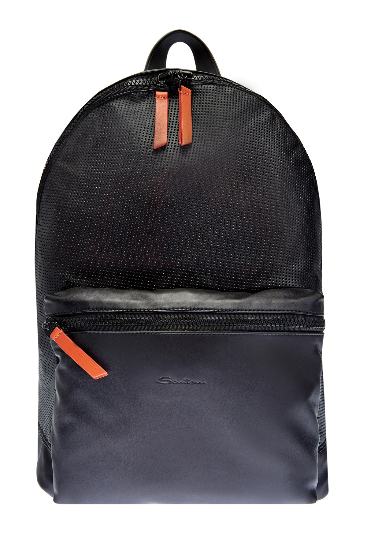 Складываемый рюкзак из перфорированной кожи SANTONI, цвет черный, размер 36;37;37.5;39;38 - фото 1