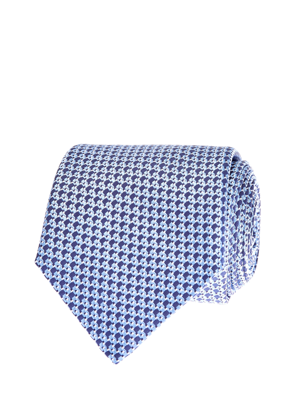 Галстук из плотного шелка с вышитым принтом CANALI, цвет голубой, размер M