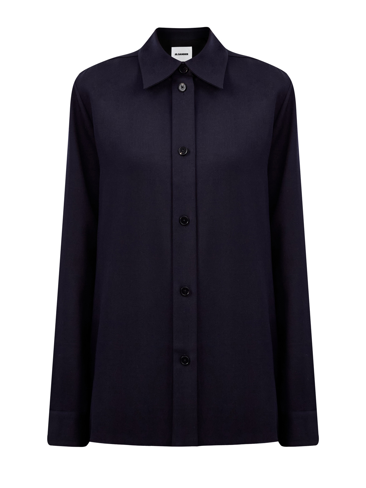 Рубашка-oversize ручной работы из гладкой шерстяной ткани JIL SANDER, цвет синий, размер 38;40;42 - фото 1