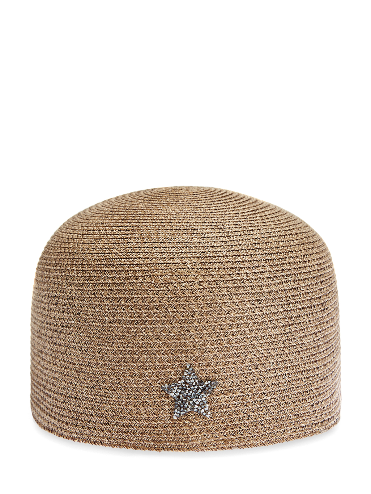 Плетеная шляпа с символикой из мерцающих кристаллов Swarovski® LORENA ANTONIAZZI, цвет бежевый, размер S;M - фото 3