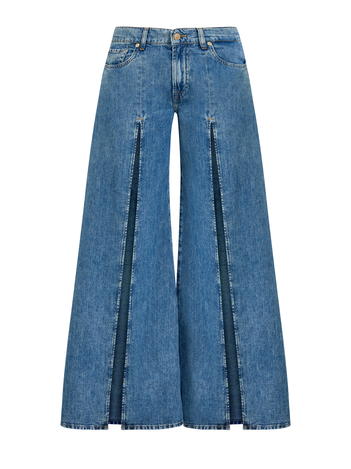 

Широкие джинсы Willow Palazzo из хлопка и льна с разрезами, Синий, Широкие джинсы Willow Palazzo из хлопка и льна с разрезами