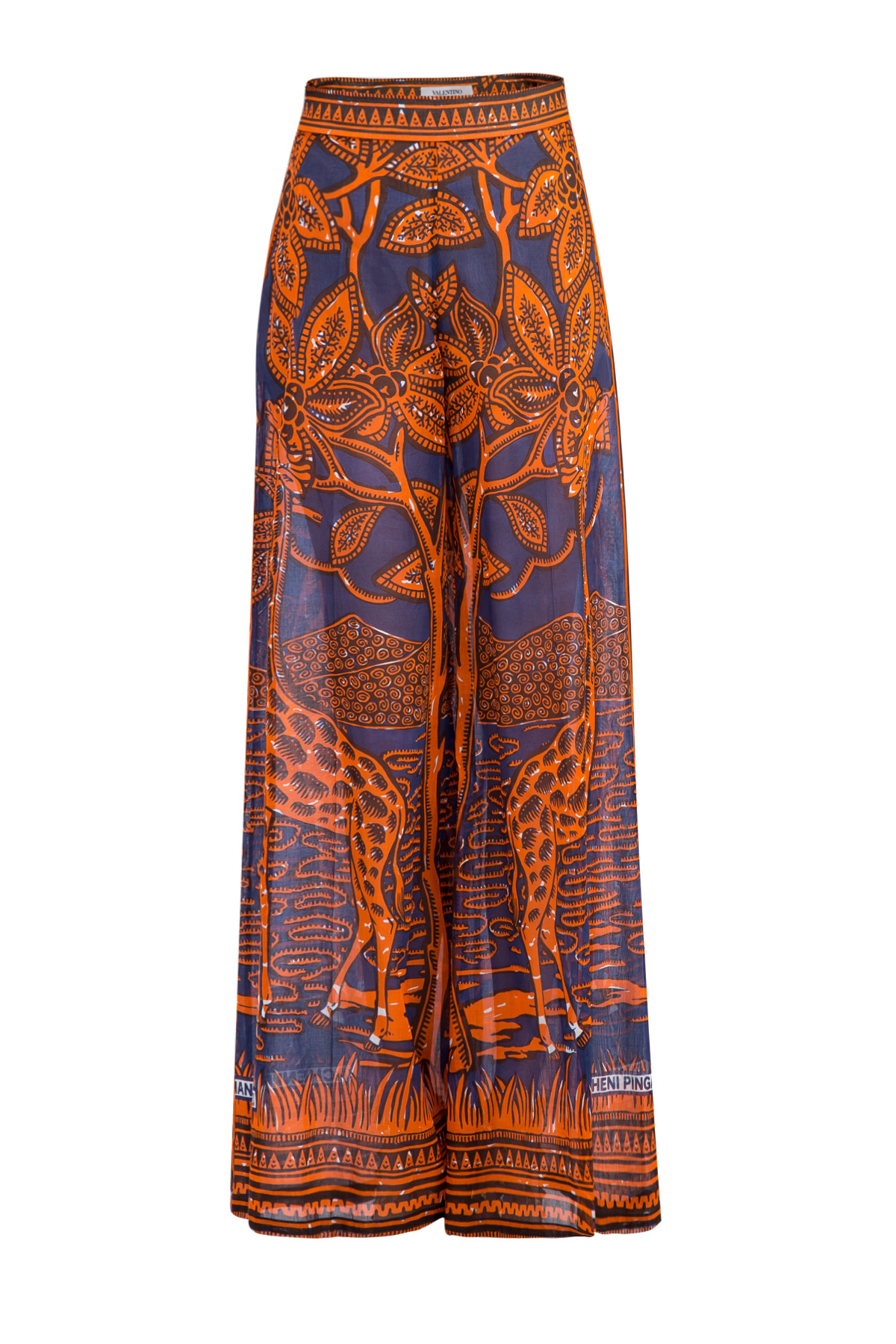 

Брюки-палаццо из легкого хлопка с контрастным принтом, Мульти, Брюки-палаццо из легкого хлопка с контрастным принтом