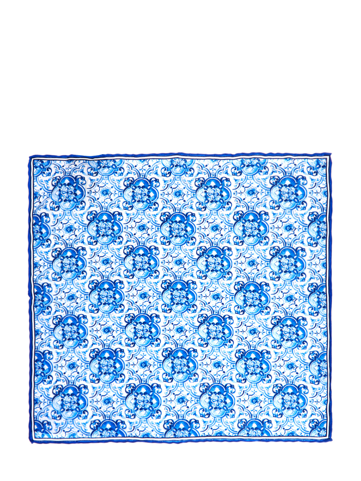 Шелковый платок с набивным принтом в бело-голубой гамме CANALI, размер M