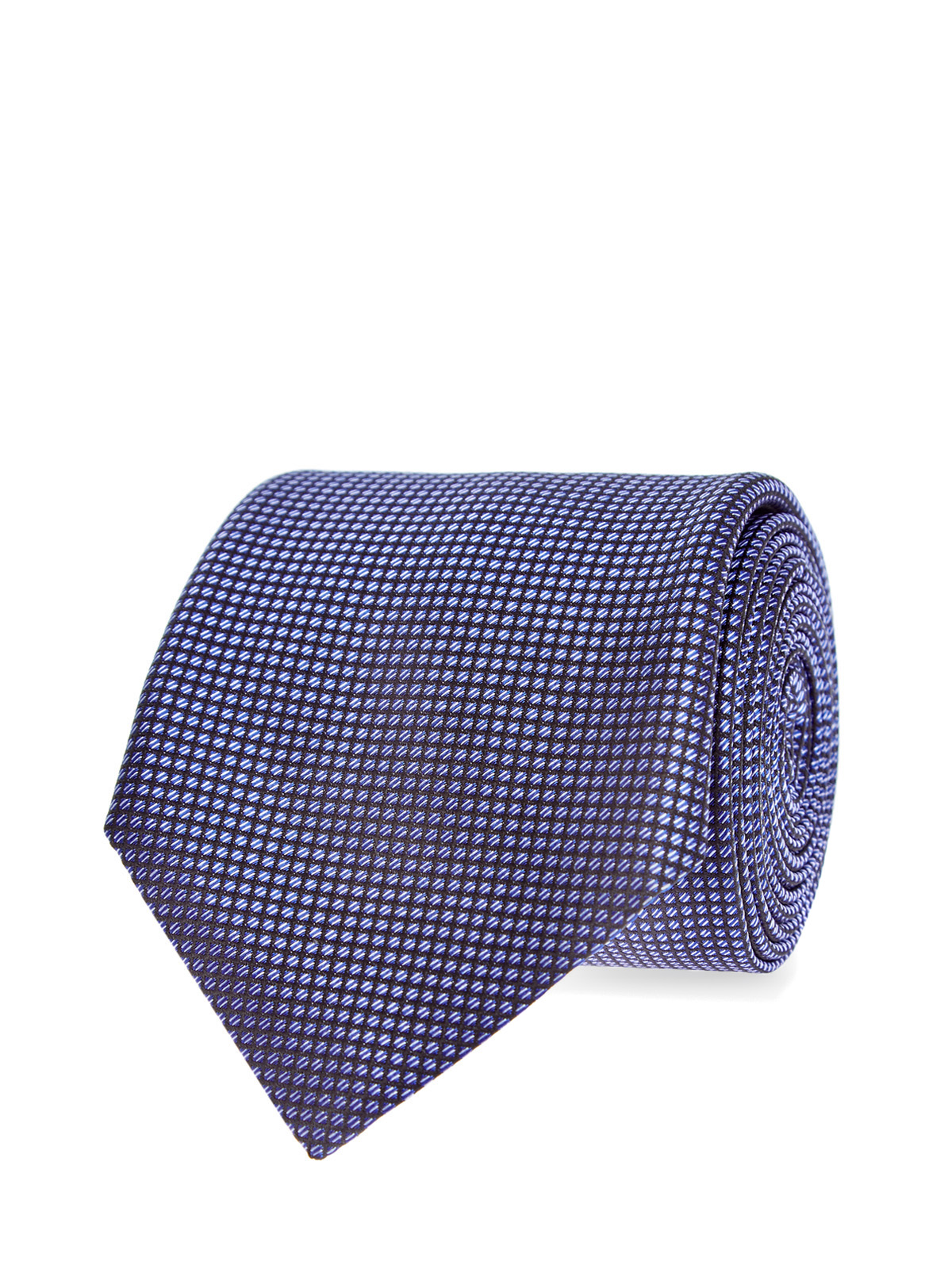 Лаконичный галстук из шелка с микро-узором в клетку CANALI, цвет синий, размер 40;41.5;42;42.5;43.5;43;40.5