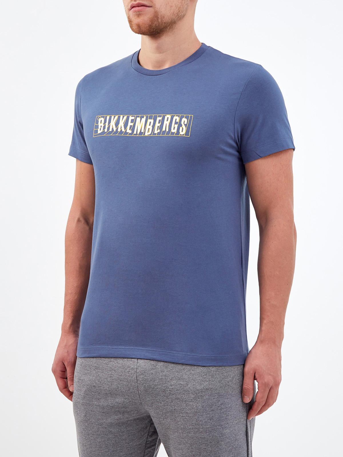 Хлопковая футболка с принтом на передней планке и спинке BIKKEMBERGS, цвет синий, размер S;M;L;XL;2XL;3XL - фото 3
