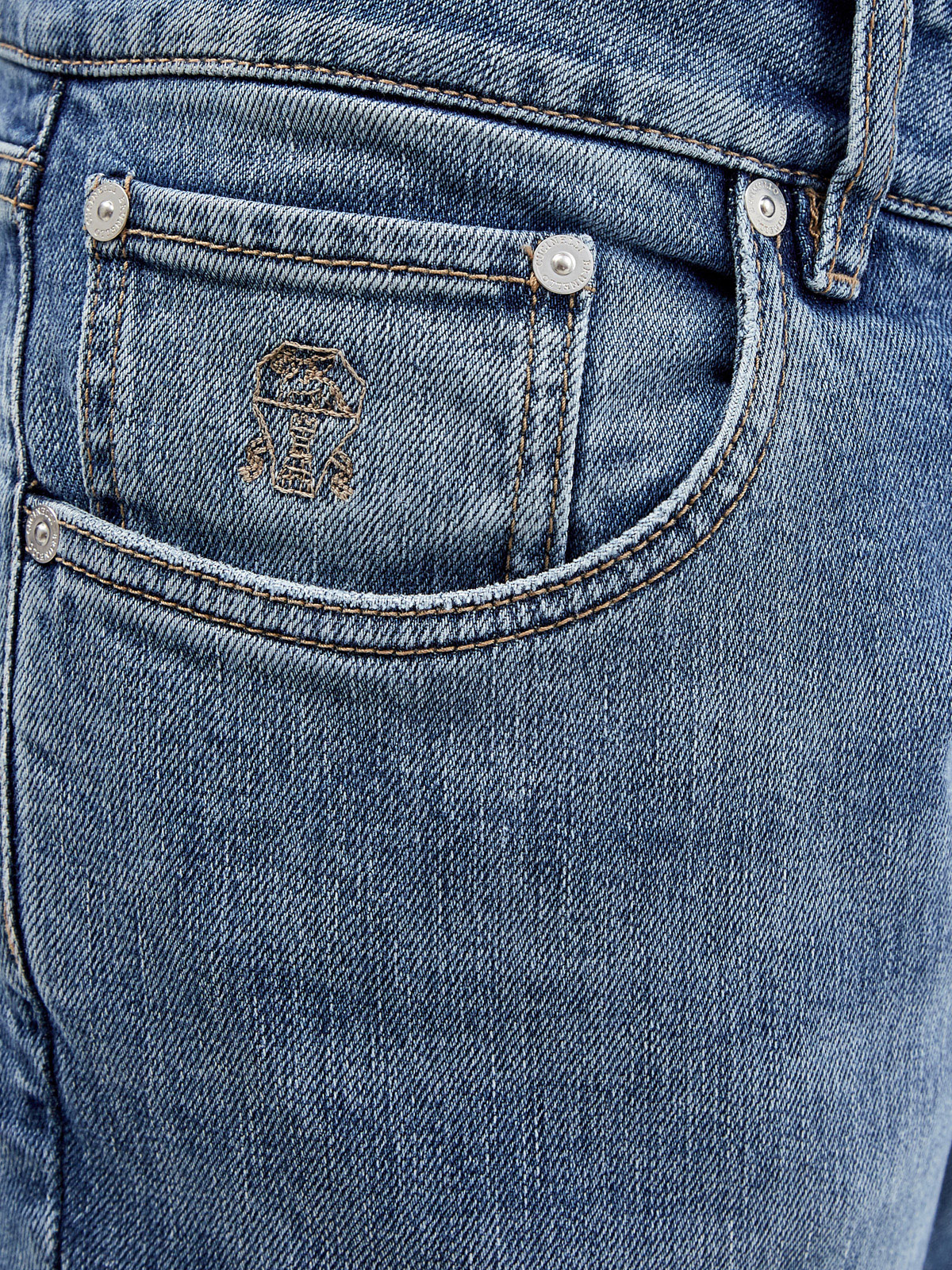 Классические джинсы с пятью карманами из денима делаве BRUNELLO CUCINELLI, цвет синий, размер 52;54;56;50 - фото 5