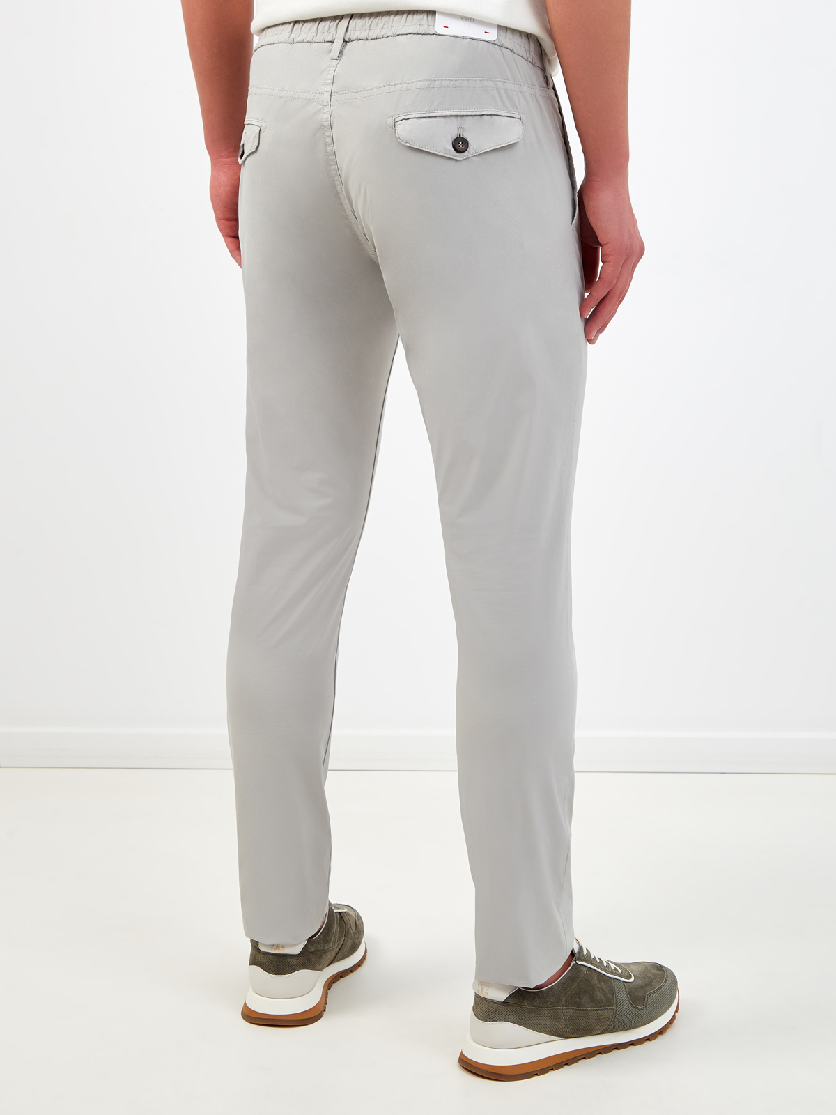 Хлопковые брюки с эластичным поясом на кулиске ELEVENTY, цвет серый, размер 46;50;52;54;58 - фото 4