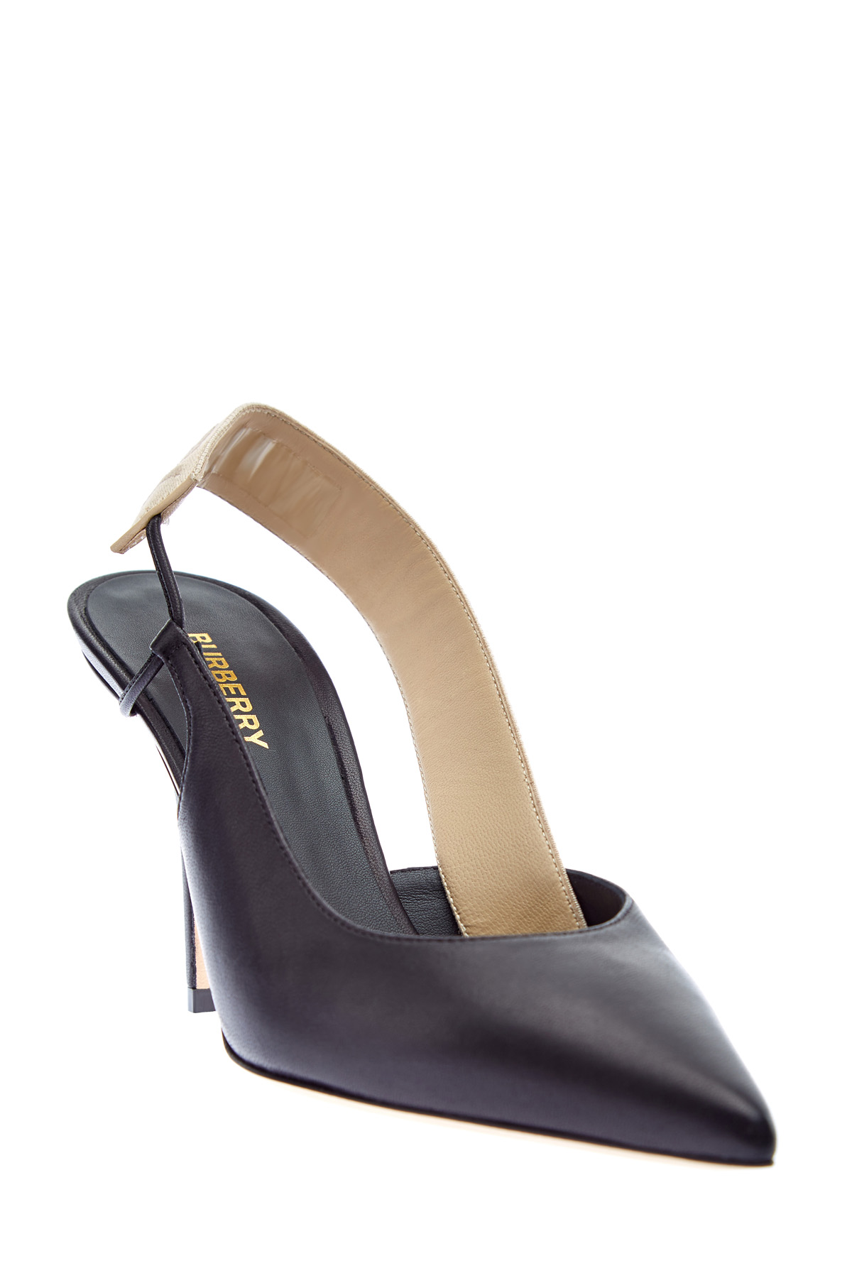 Туфли-лодочки из кожи ягненка с контрастными лентами BURBERRY, цвет черный, размер 37.5 - фото 3