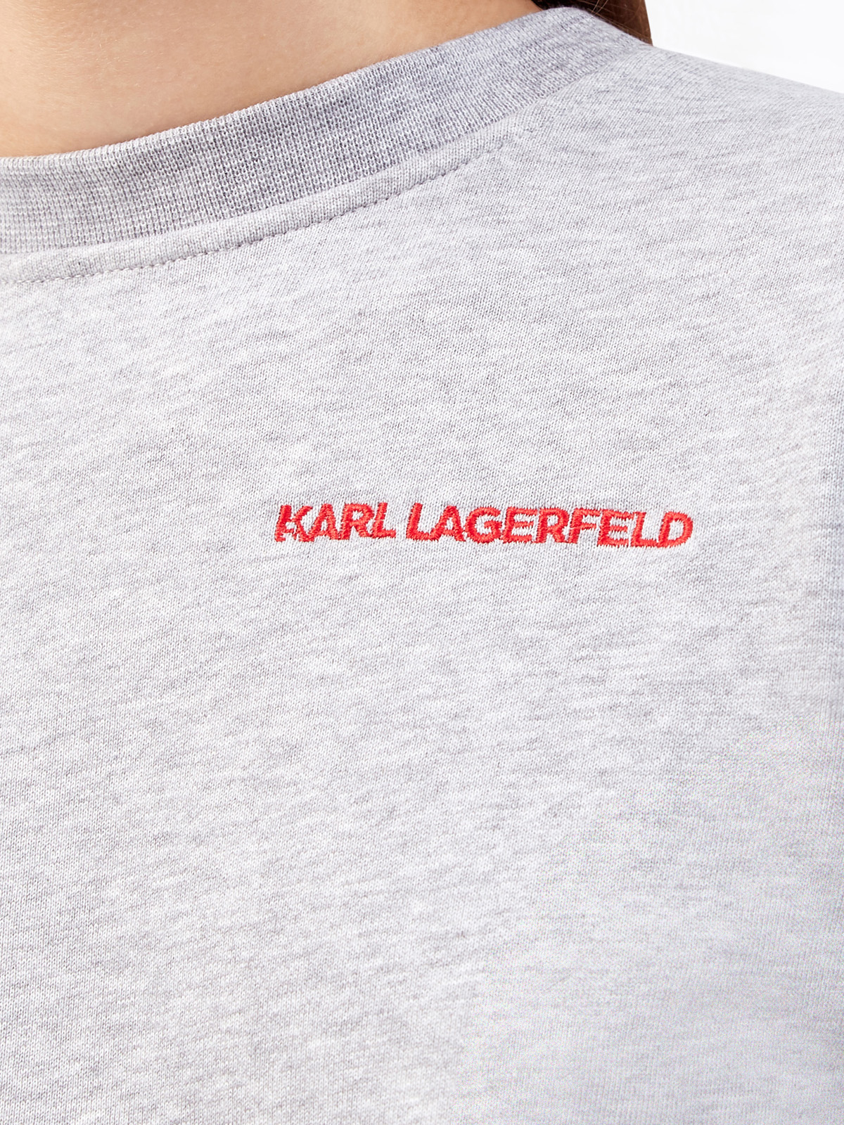 Комбинированный свитшот из хлопкового меланжа и поплина KARL LAGERFELD, цвет серый, размер S;M;L;XS - фото 5