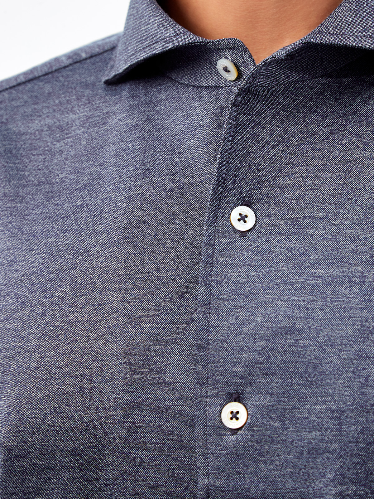 Рубашка из мерсеризованного хлопка с меланжевым эффектом CANALI, цвет серый, размер 48;50 - фото 5