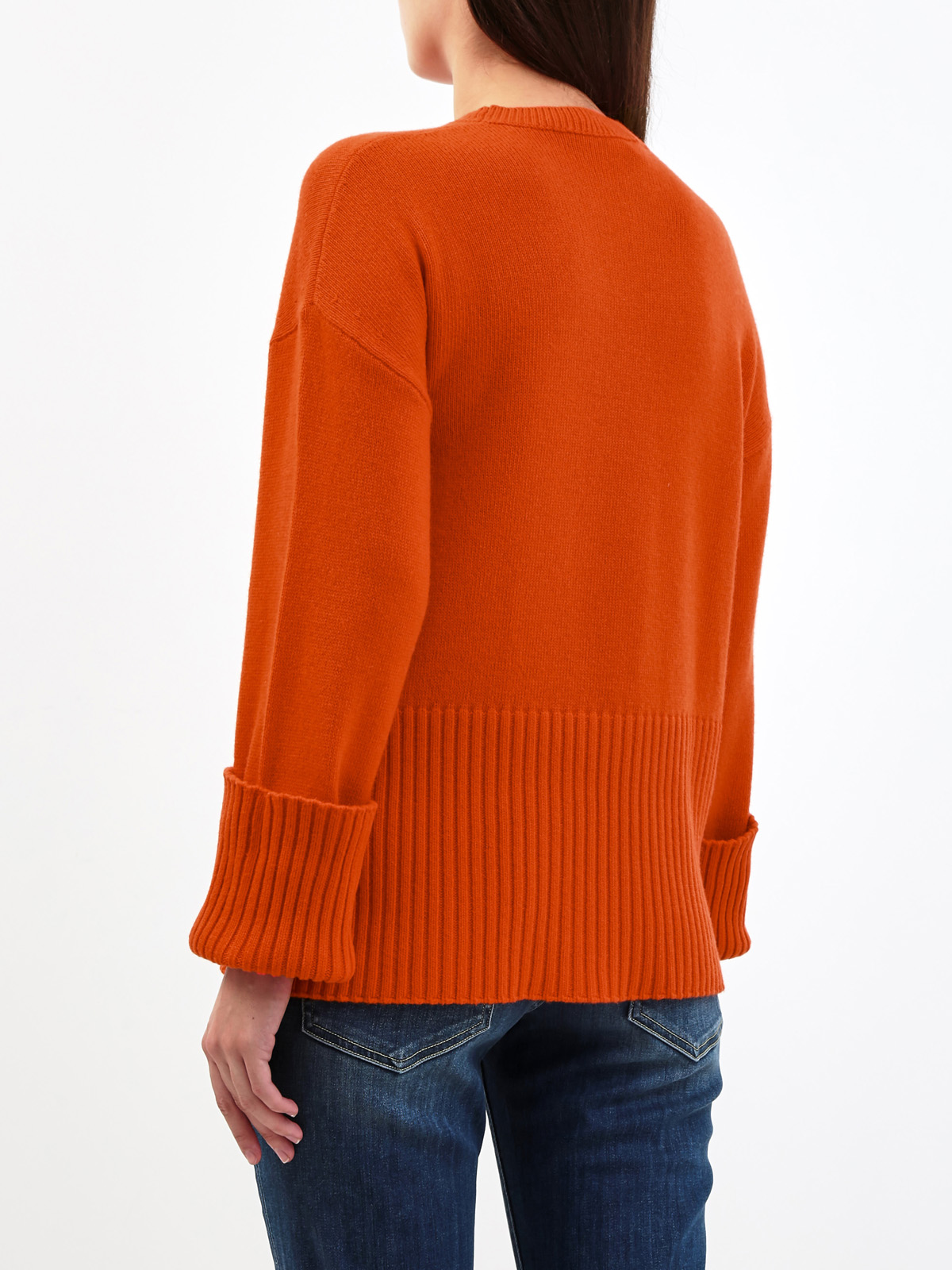 Пуловер свободного кроя с элементами английской вязки OFF-WHITE, цвет красный, размер 40;38;44 - фото 4