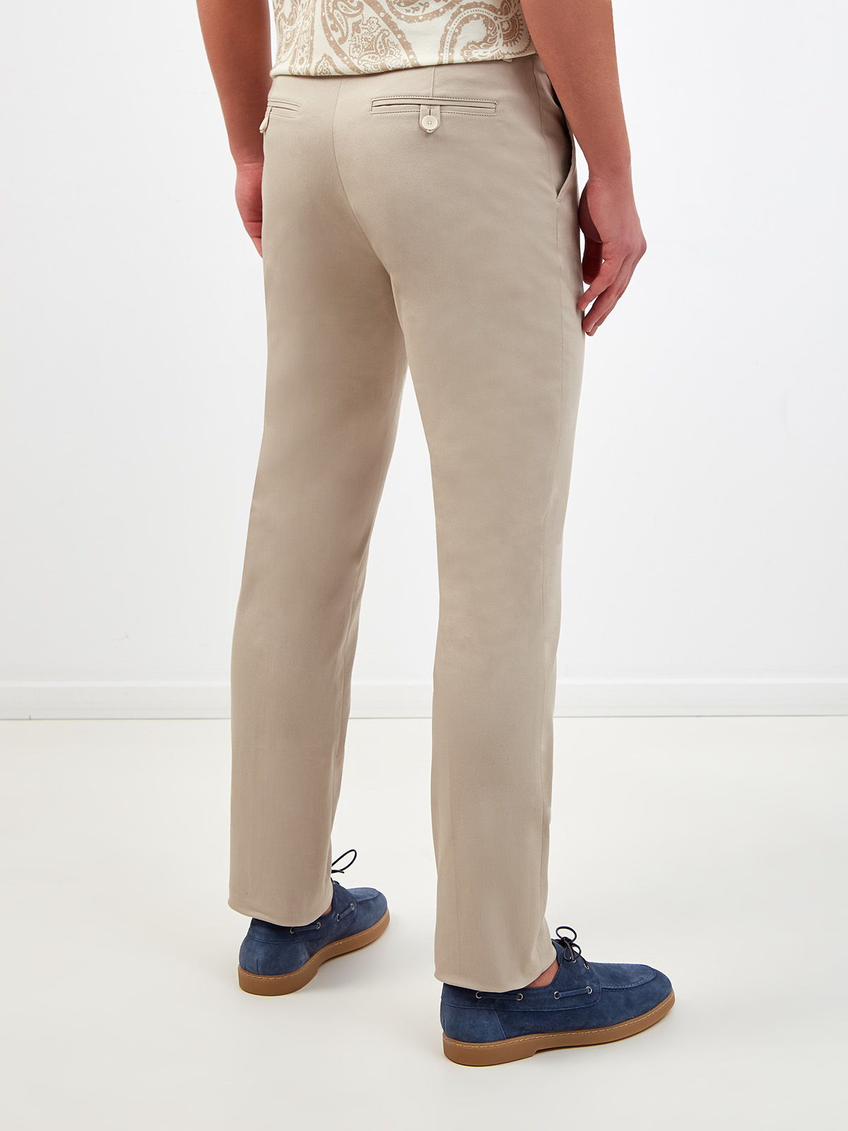 Однотонные брюки из гладкого эластичного хлопка ETRO, цвет бежевый, размер 46;50;54;56;48 - фото 4