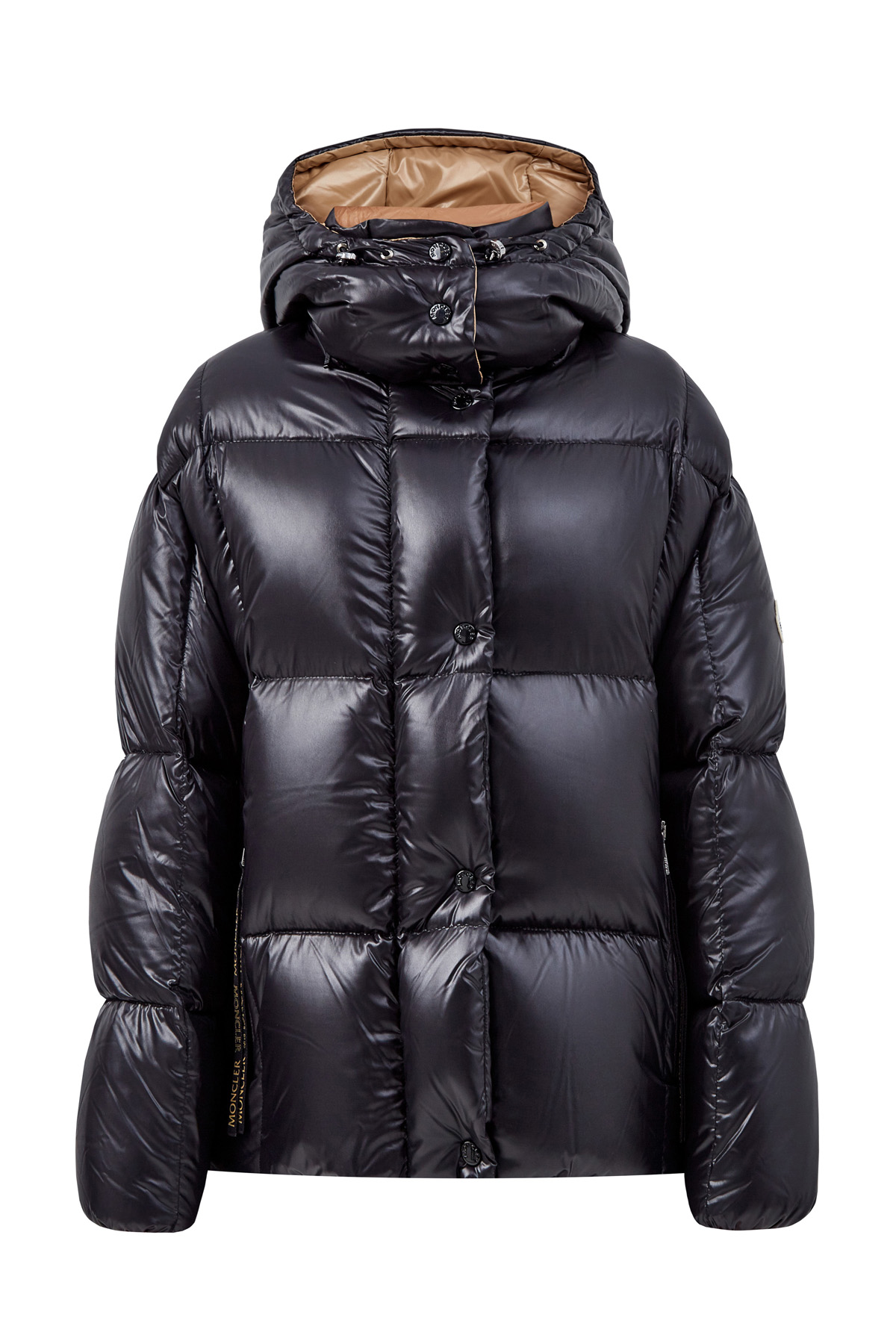

Пуховик-oversize из нейлона laqué с контрастной подкладкой, Черный, Пуховик-oversize из нейлона laqué с контрастной подкладкой