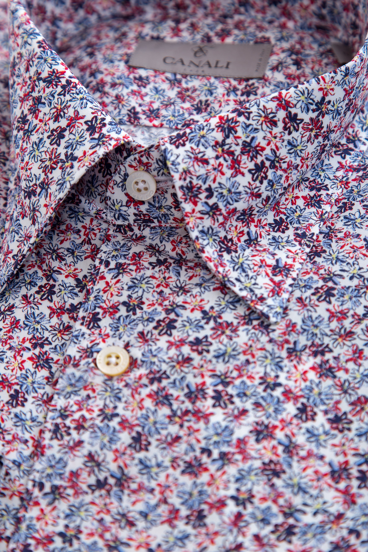 Рубашка из хлопка с акварельным принтом CANALI, цвет мульти, размер 48 - фото 5