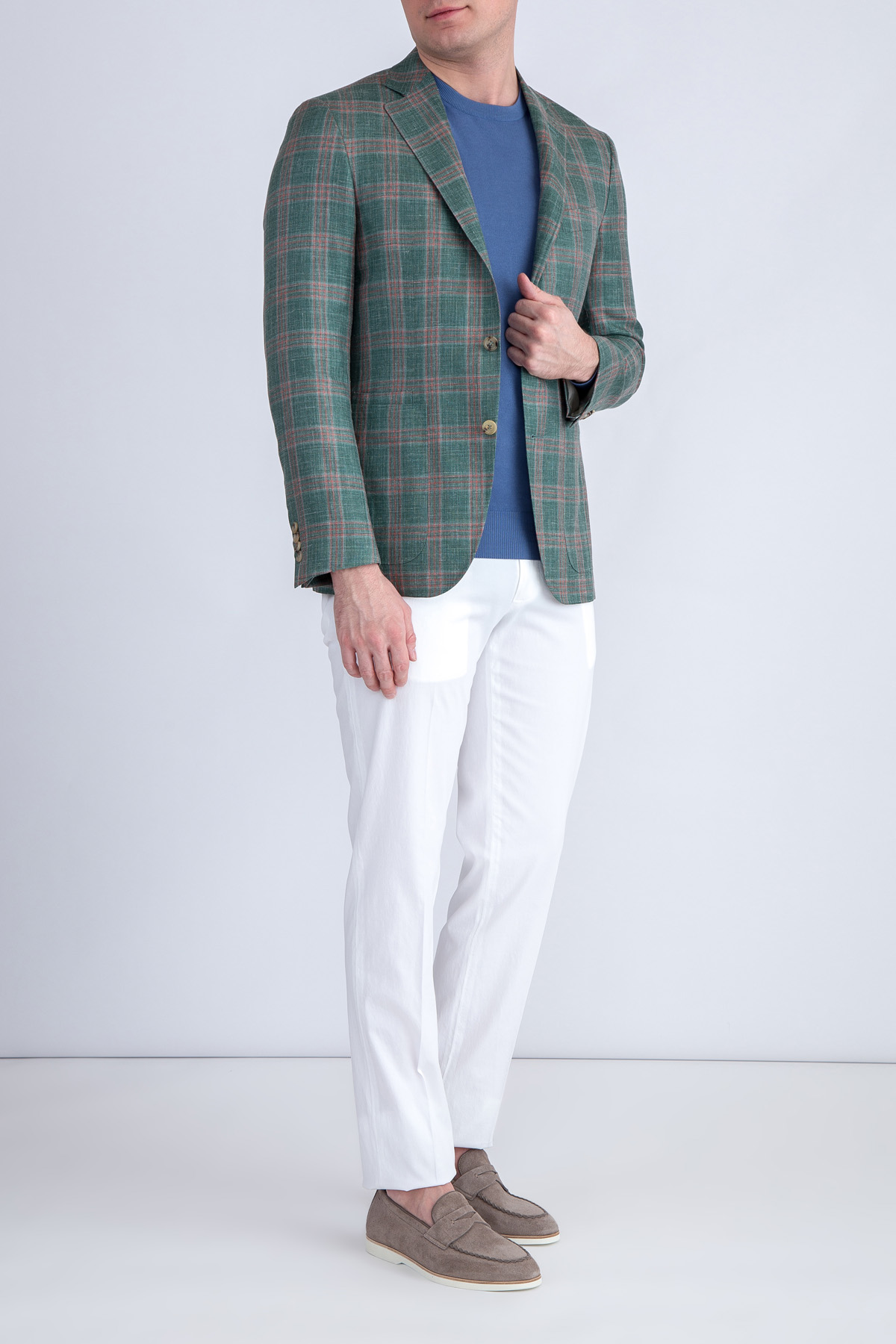 Пиджак в стиле casual из шерсти и льна CANALI, цвет зеленый, размер 48;50;52 - фото 2