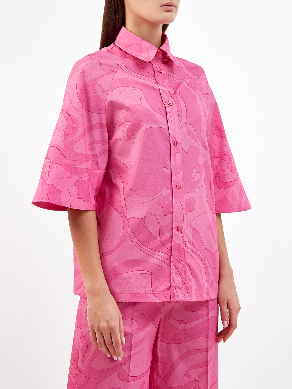 Рубашка свободного кроя из поплина с принтом ETRO, цвет розовый, размер 40;42;44;38 - фото 3