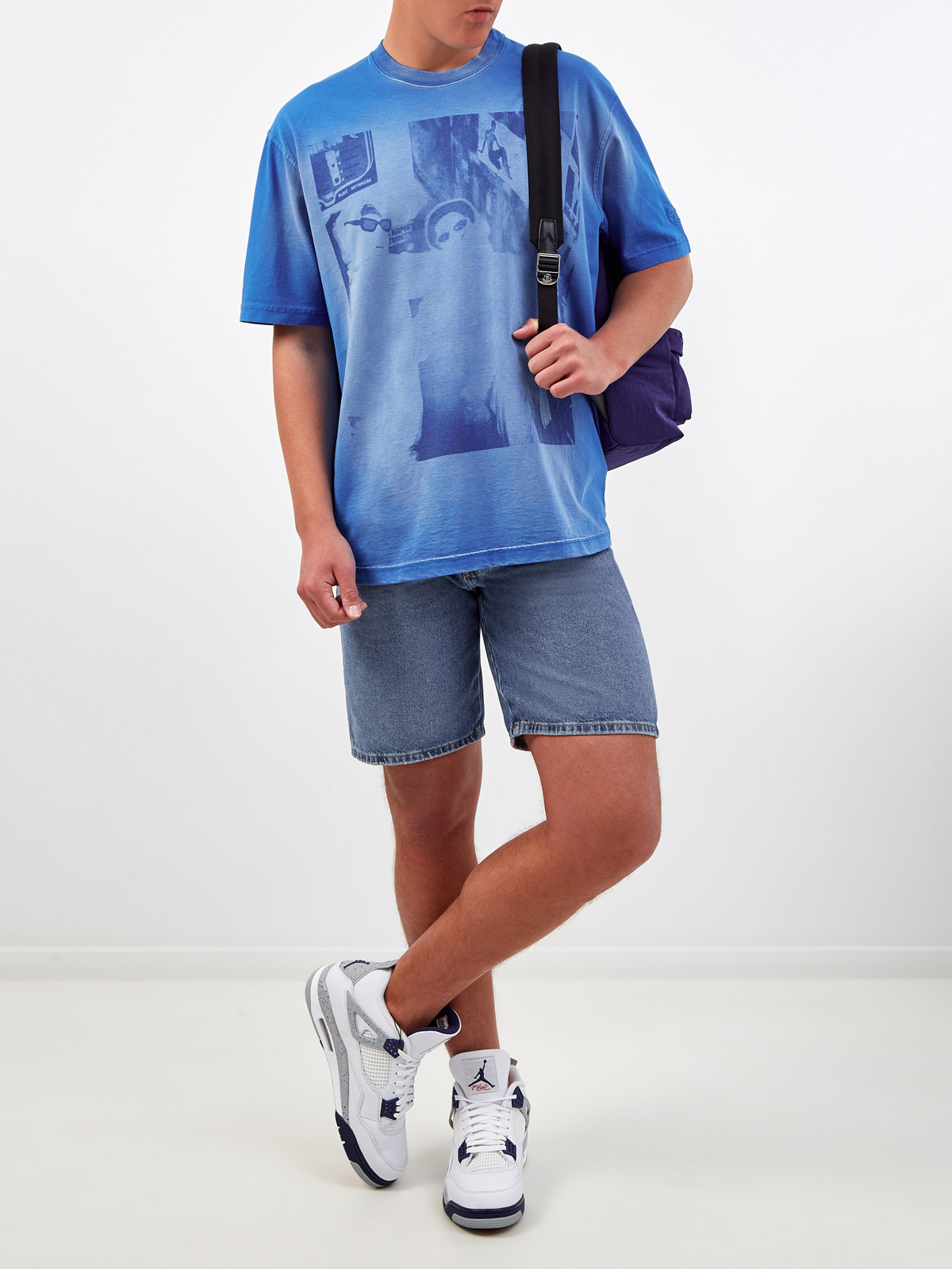 Свободная футболка T-Wash из хлопка джерси с принтом DIESEL, цвет синий, размер S;L;XL;M - фото 2