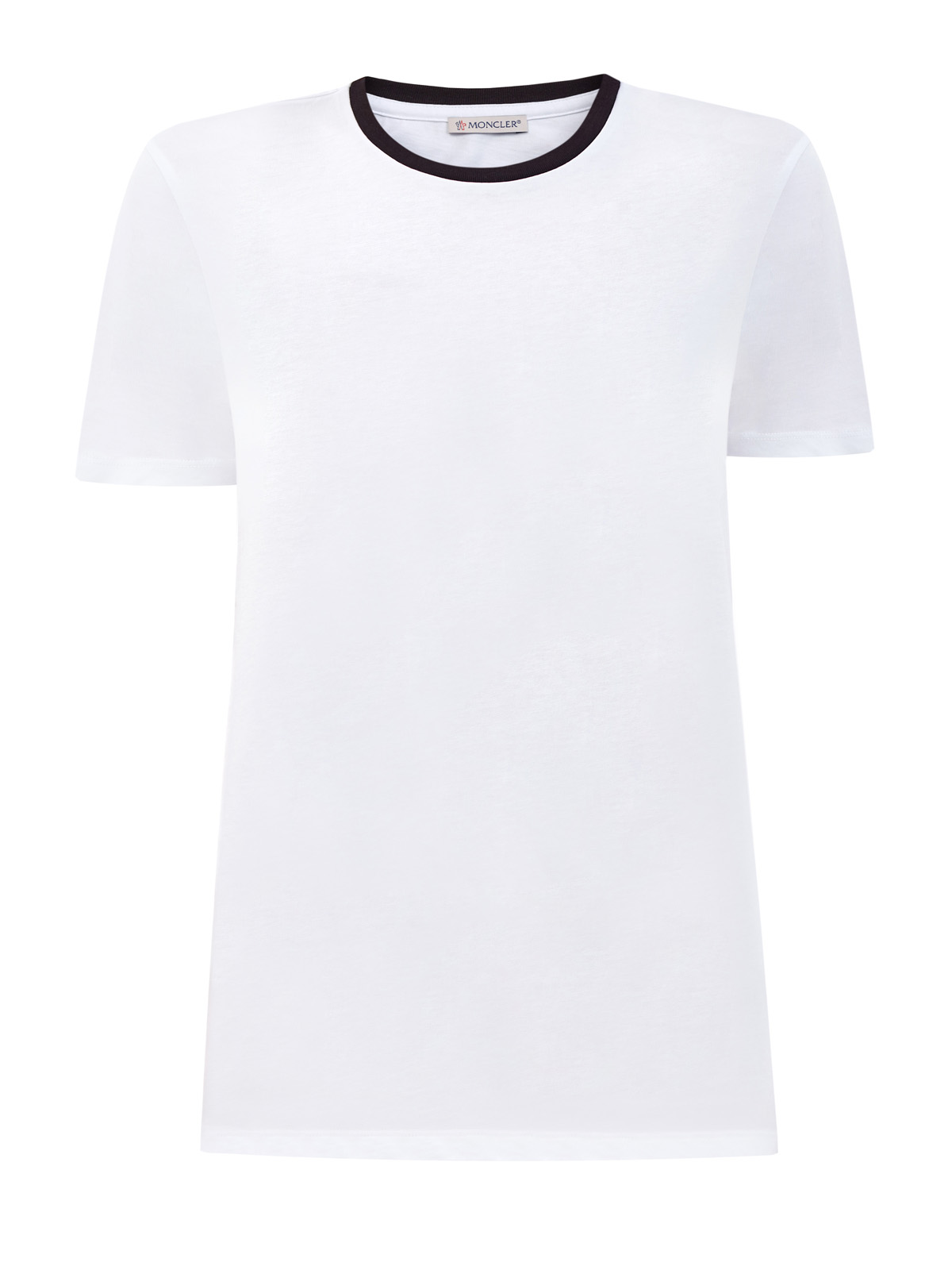 Белая футболка из хлопкового джерси с контрастной отделкой MONCLER, цвет белый, размер L;S - фото 1