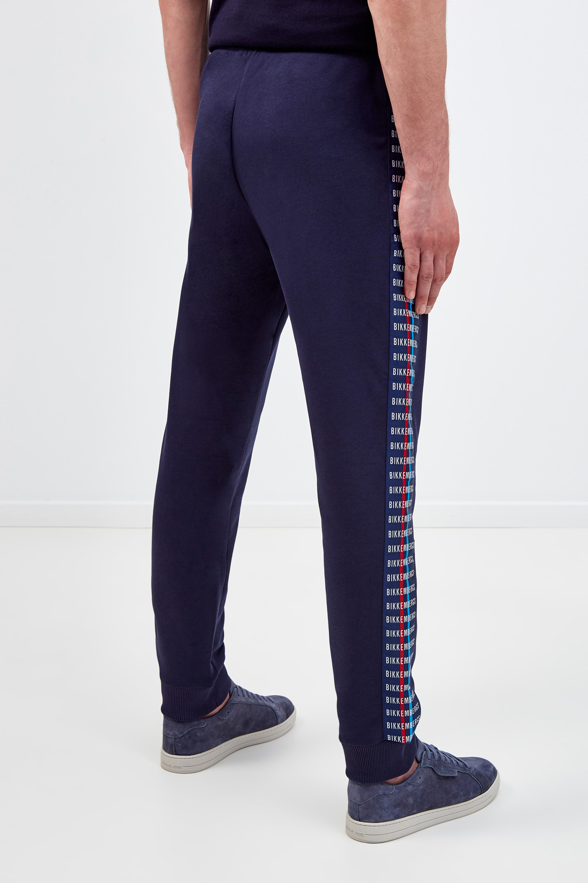 Хлопковые брюки-джоггеры из плотного футера с карманами BIKKEMBERGS, цвет синий, размер 2XL;M;S - фото 4