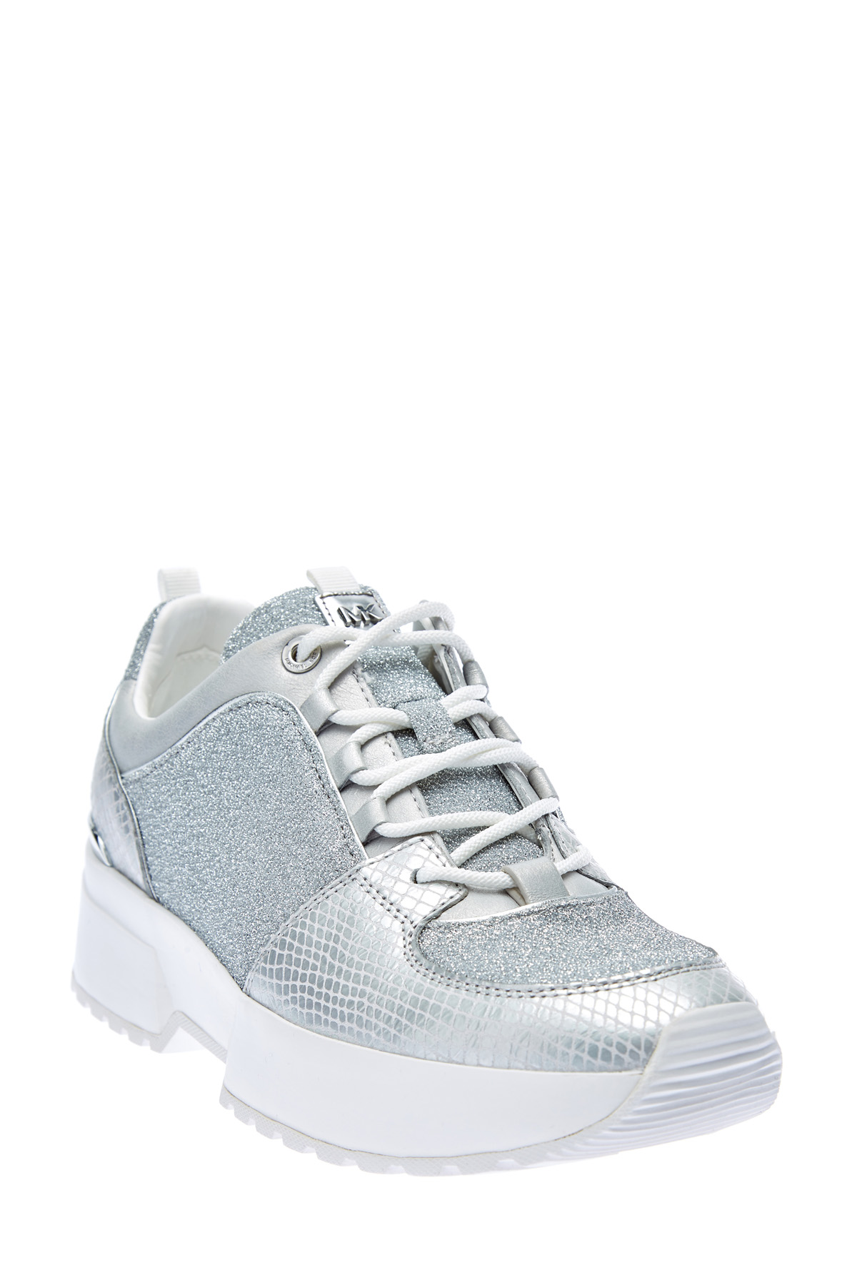 Мерцающие кроссовки с люрексом и треккерской шнуровкой MICHAEL Michael Kors, цвет серебристый, размер 5.5;6;8 - фото 3