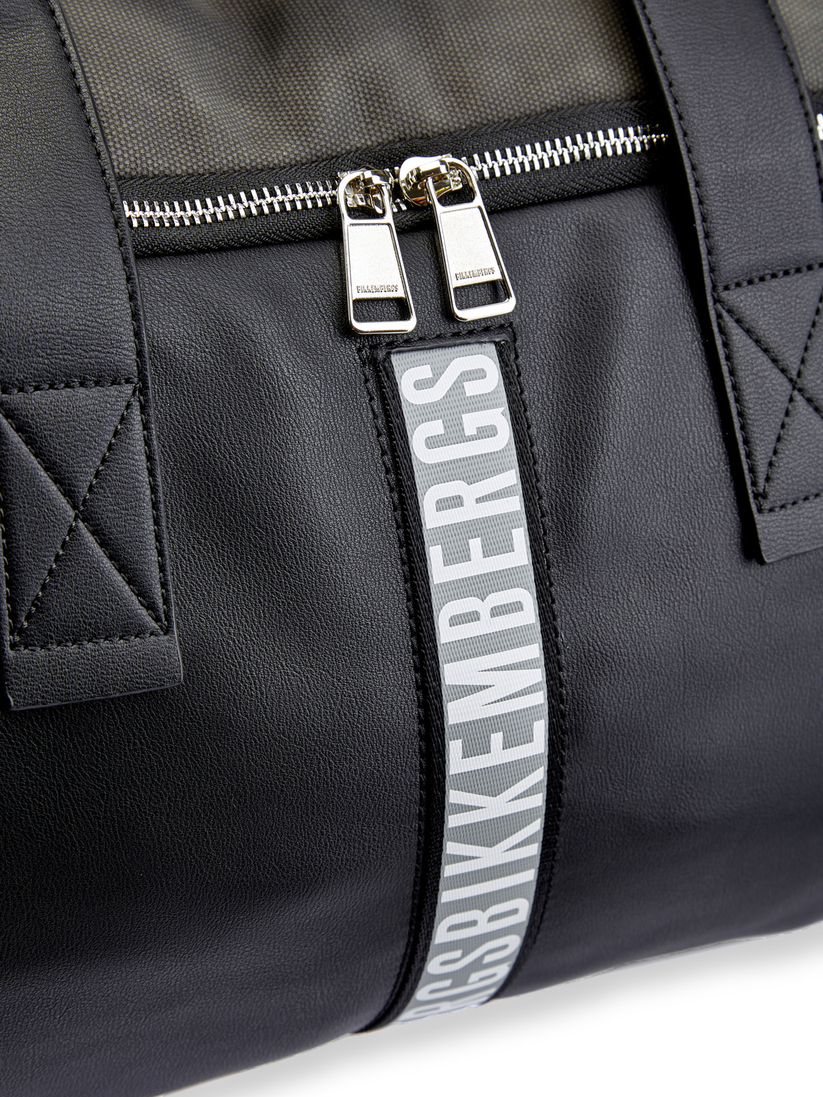 Спортивная сумка из экокожи с двойной молнией и ремнем BIKKEMBERGS, цвет черный, размер 54;56;58;48 - фото 6