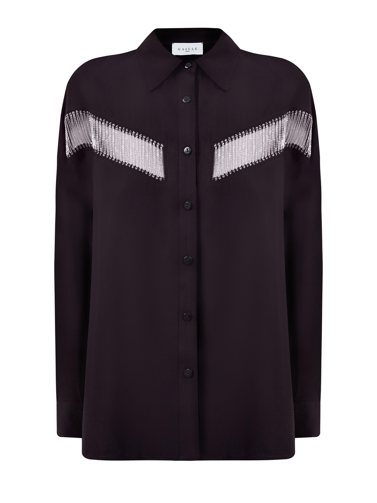 Свободная блуза из тонкого муслина с рядами цепочек GAELLE PARIS, цвет черный, размер 38;42;44;40 - фото 1