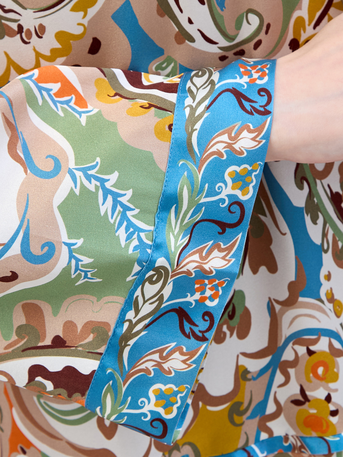 Платье-макси из струящегося шелка с завязками и принтом пейсли RE VERA, цвет мульти, размер L;XL;2XL - фото 3