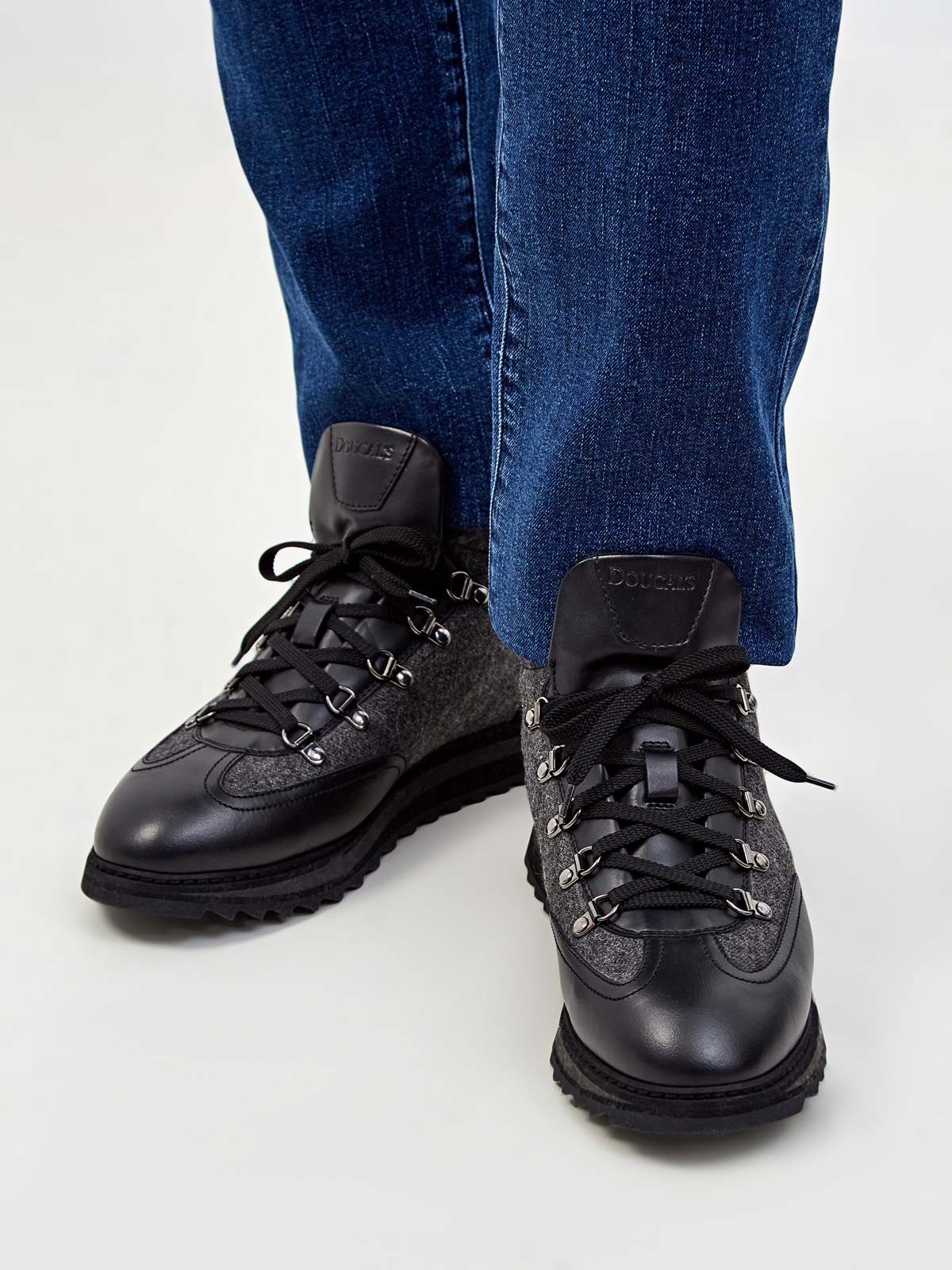 Комбинированные ботинки из кожи и густой овчины DOUCAL'S, цвет серый, размер 40.5;41;41.5;42.5;43;43.5;44 - фото 2