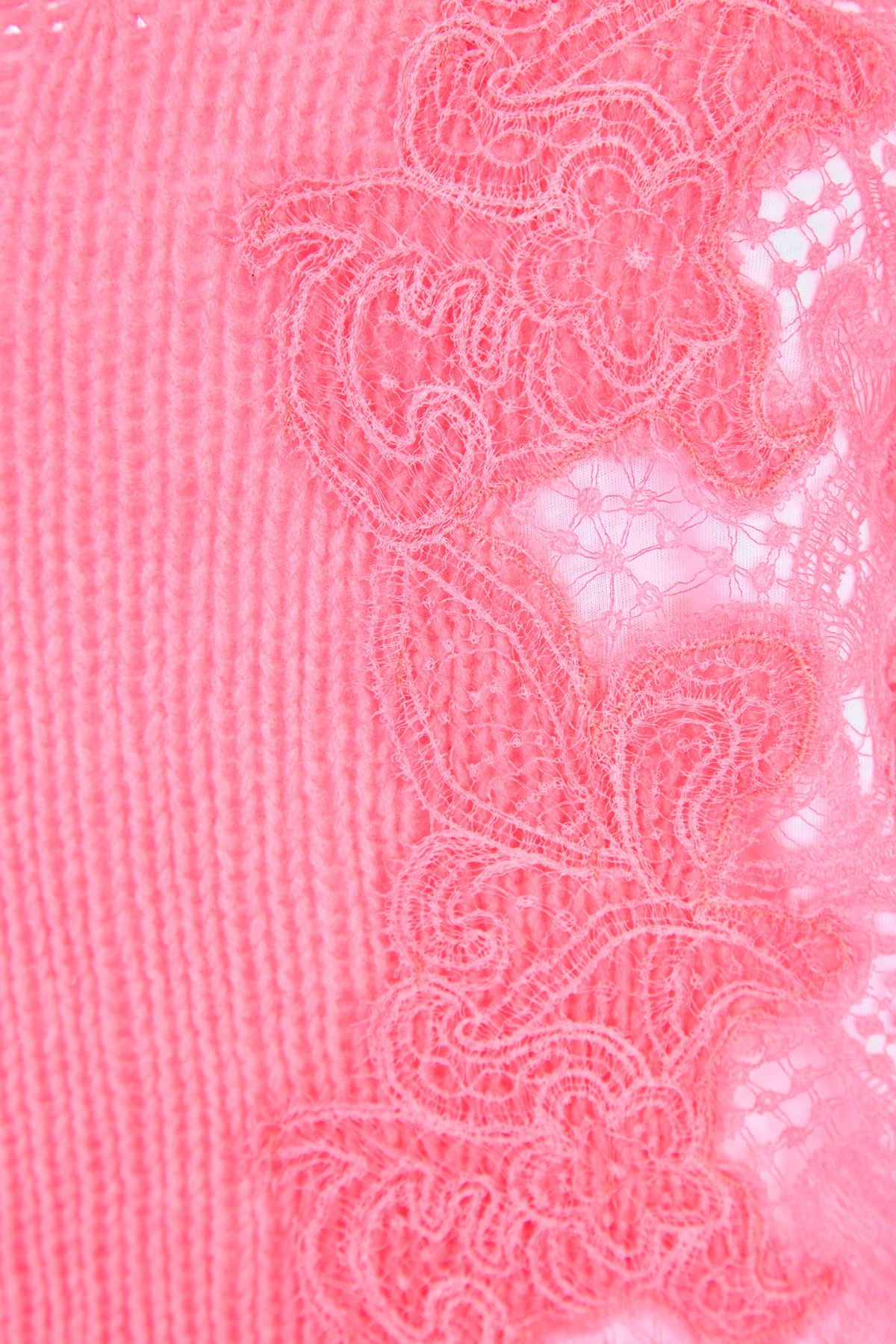 Джемпер из кашемировой пряжи с инкрустацией кружевом ручной работы ERMANNO SCERVINO, цвет розовый, размер 40 - фото 5