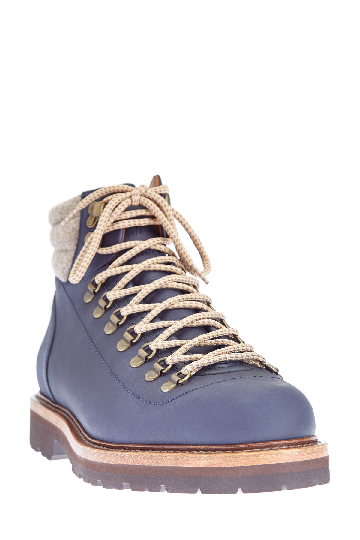 Высокие ботинки Mountain из гладкого нубука и фетра BRUNELLO CUCINELLI, цвет синий, размер 41;42;43 - фото 3
