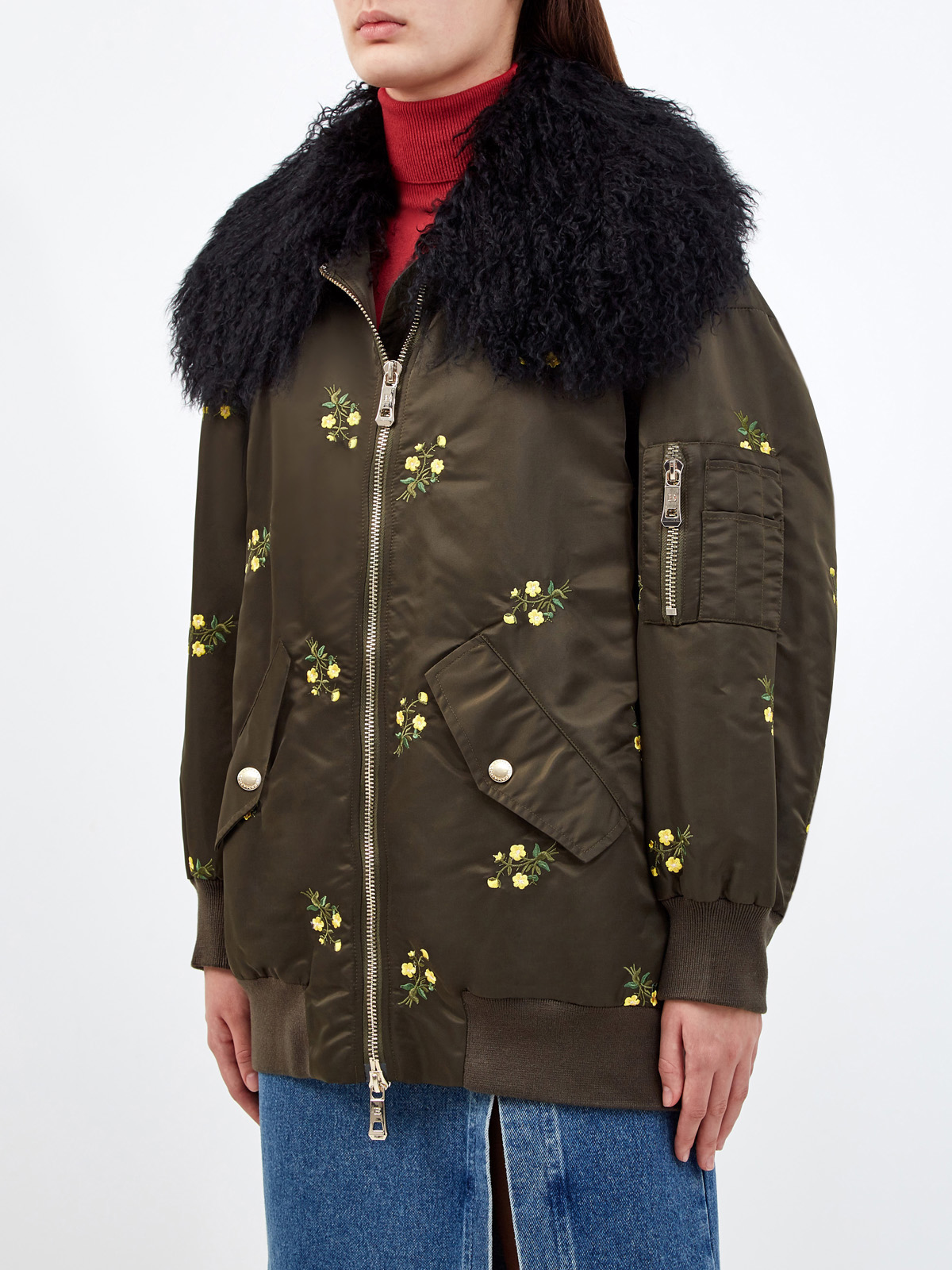 Куртка с воротом-oversize и вышитым принтом ERMANNO ERMANNO SCERVINO, цвет мульти, размер L;S - фото 3