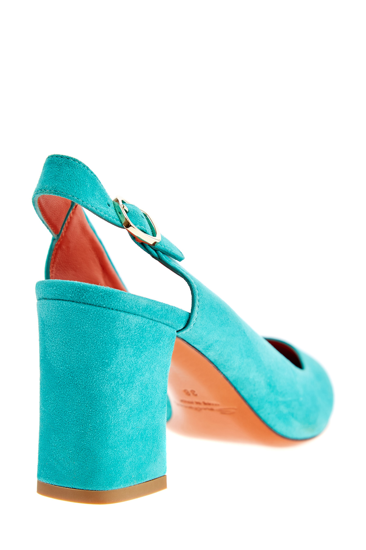 Замшевые туфли на устойчивом каблуке бирюзового оттенка SANTONI, цвет бирюзовый, размер 36.5;39.5;40 - фото 4